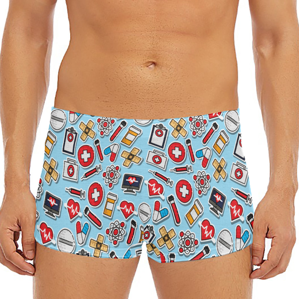 Colorful Medical Pattern Print Men's Short Boxer Briefs
