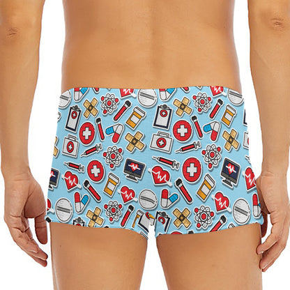 Colorful Medical Pattern Print Men's Short Boxer Briefs