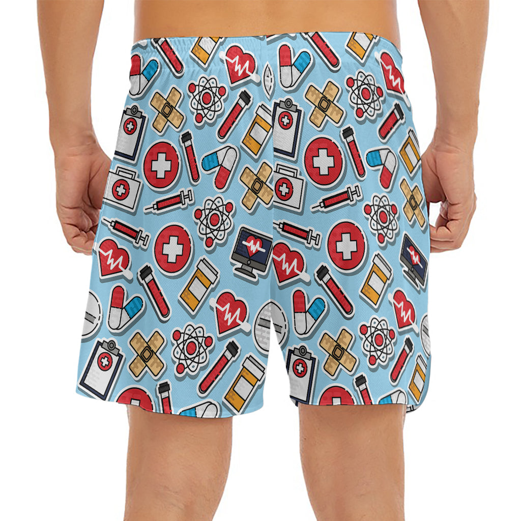 Colorful Medical Pattern Print Men's Split Running Shorts