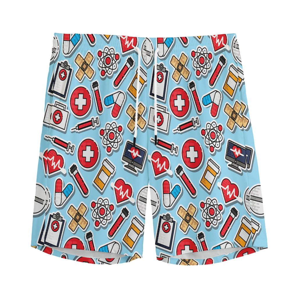 Colorful Medical Pattern Print Men's Sports Shorts
