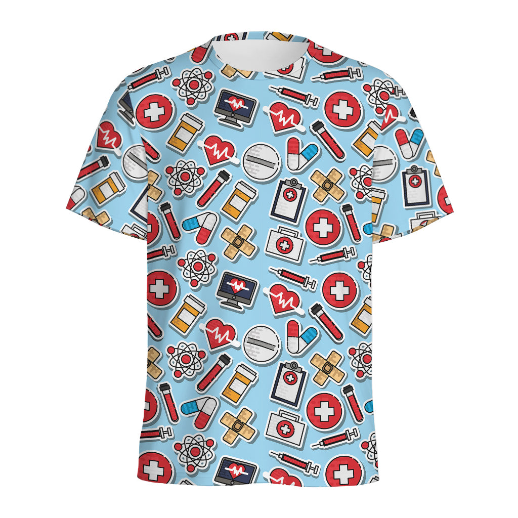 Colorful Medical Pattern Print Men's Sports T-Shirt