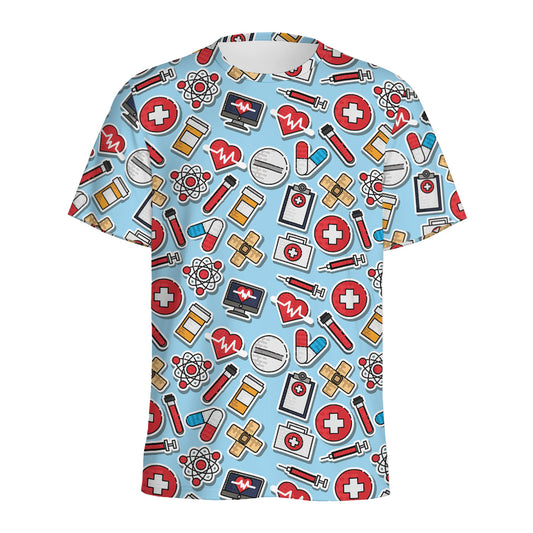 Colorful Medical Pattern Print Men's Sports T-Shirt