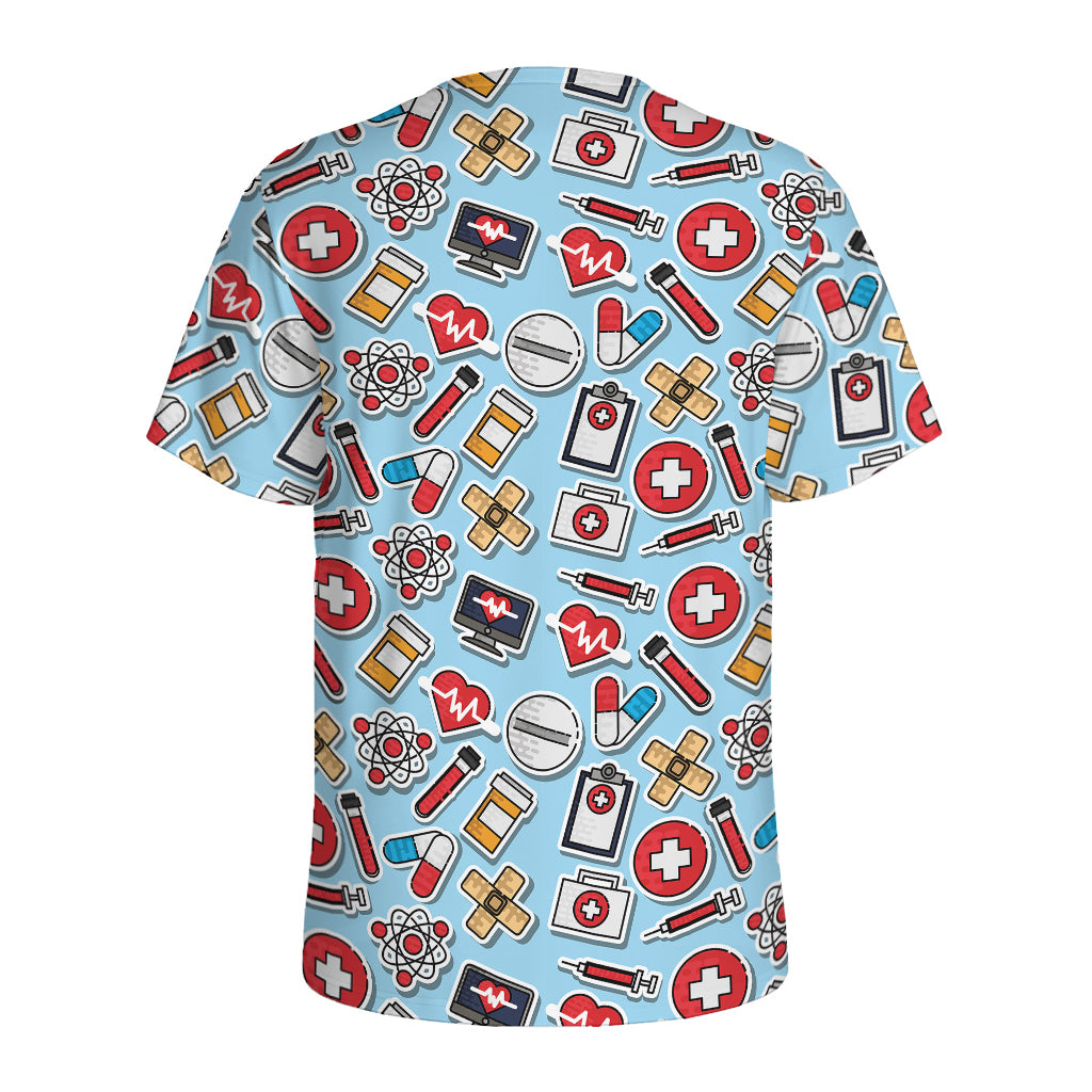 Colorful Medical Pattern Print Men's Sports T-Shirt
