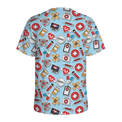 Colorful Medical Pattern Print Men's Sports T-Shirt