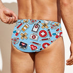 Colorful Medical Pattern Print Men's Swim Briefs