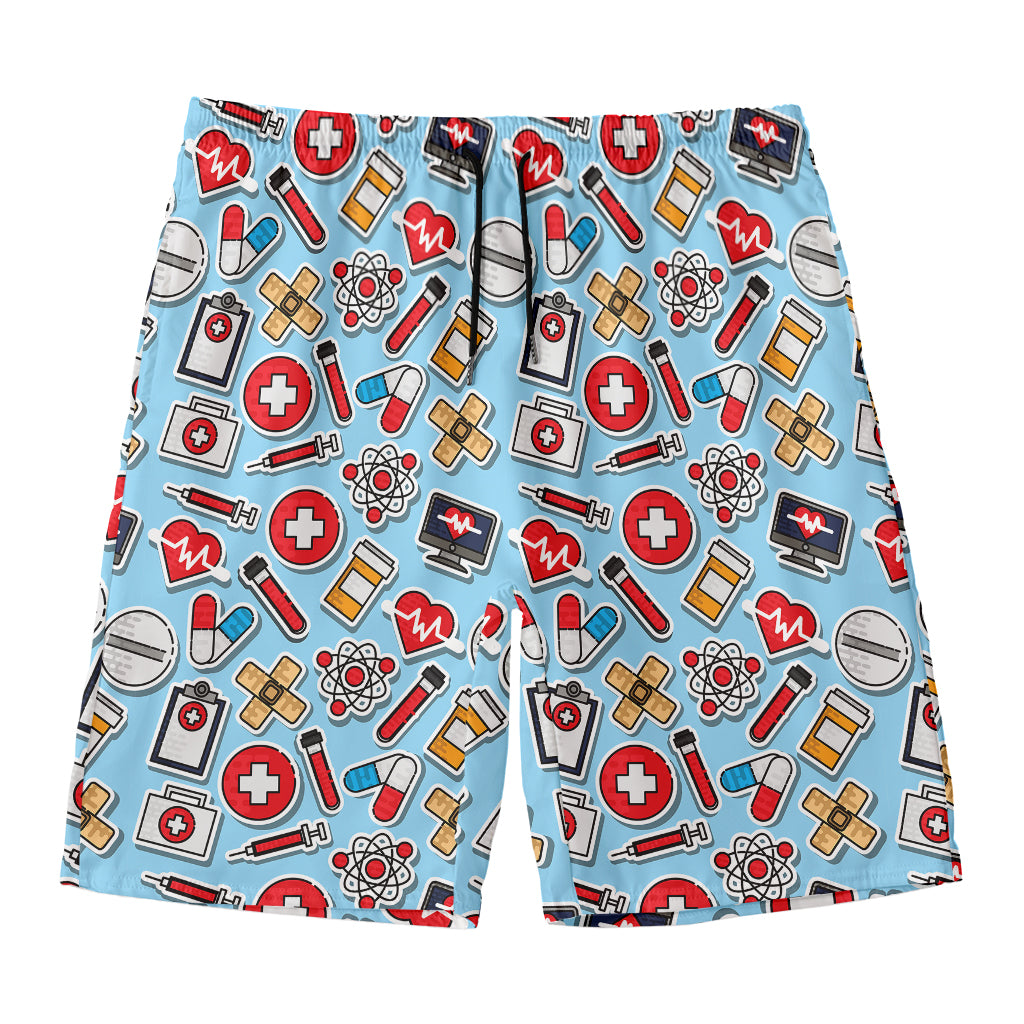 Colorful Medical Pattern Print Men's Swim Trunks
