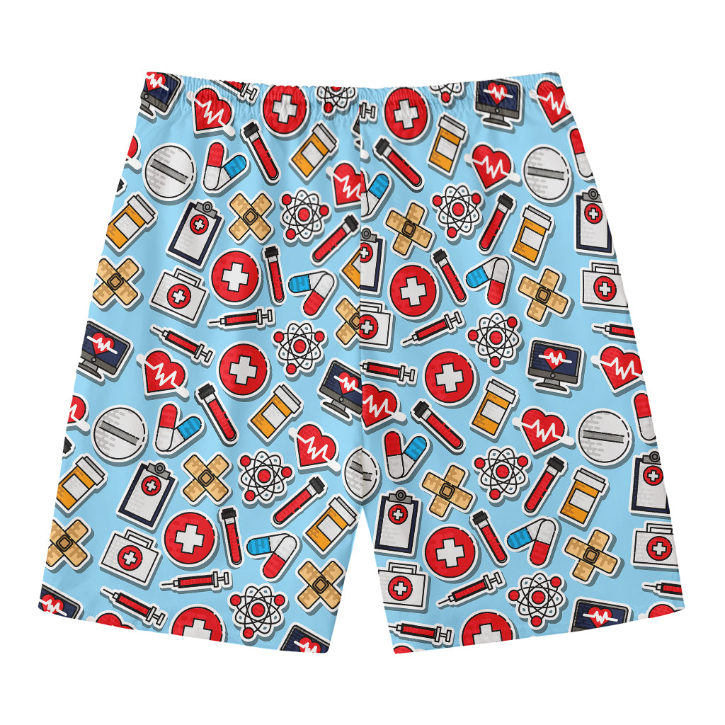 Colorful Medical Pattern Print Men's Swim Trunks