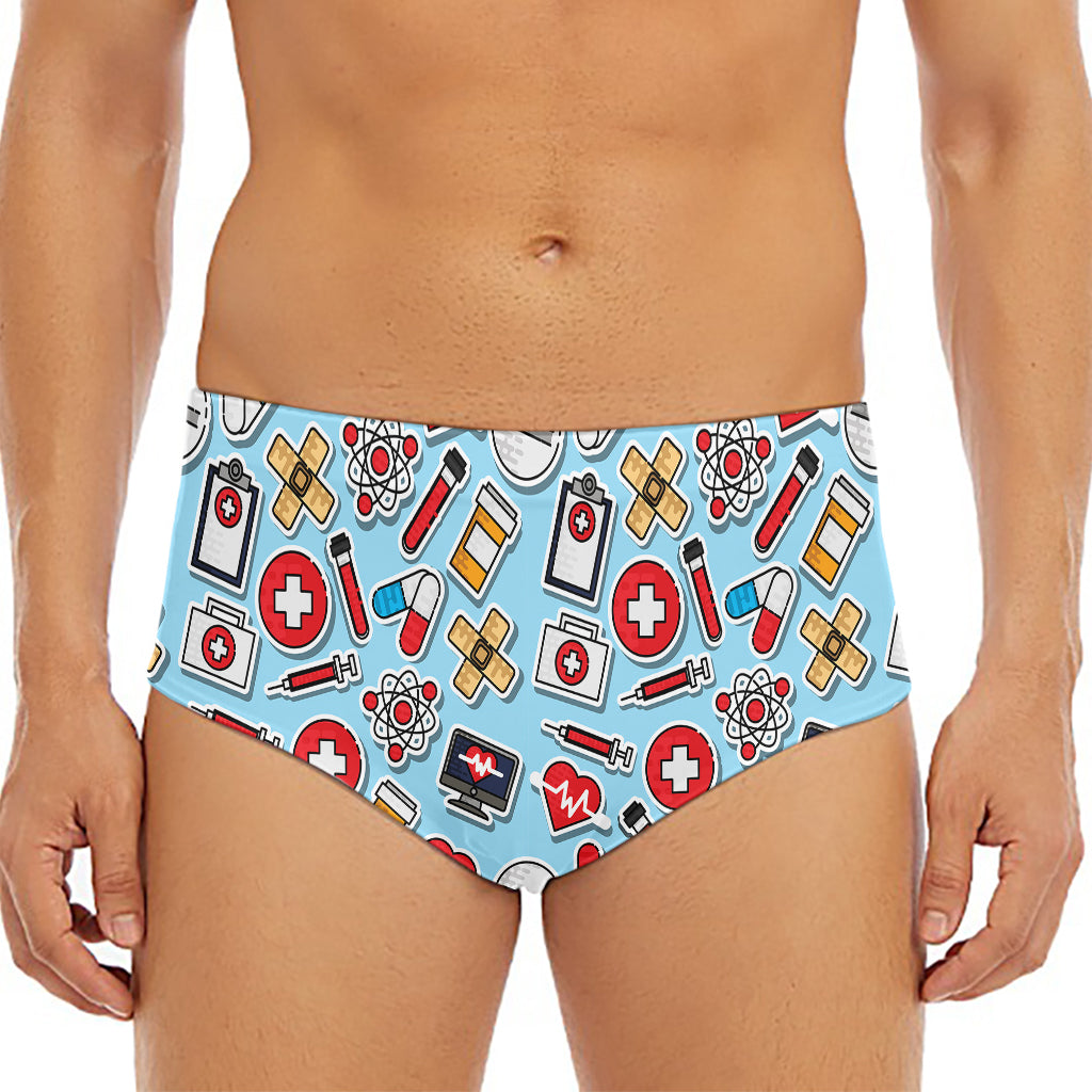 Colorful Medical Pattern Print Men's Triangle Swim Briefs