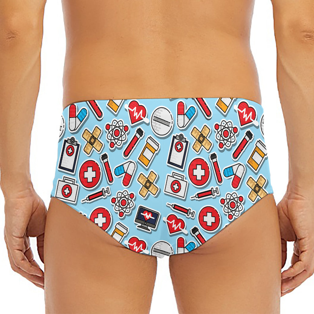 Colorful Medical Pattern Print Men's Triangle Swim Briefs
