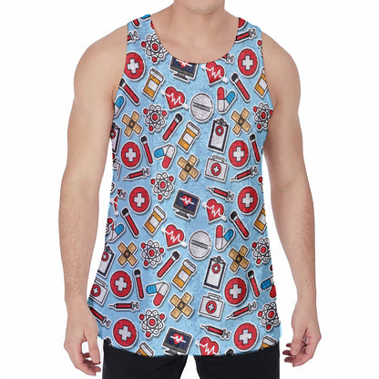 Colorful Medical Pattern Print Men's Velvet Tank Top