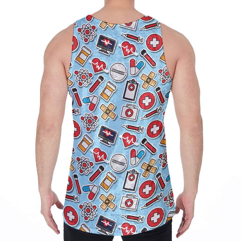 Colorful Medical Pattern Print Men's Velvet Tank Top