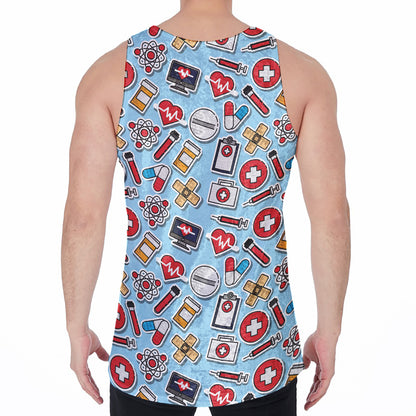 Colorful Medical Pattern Print Men's Velvet Tank Top