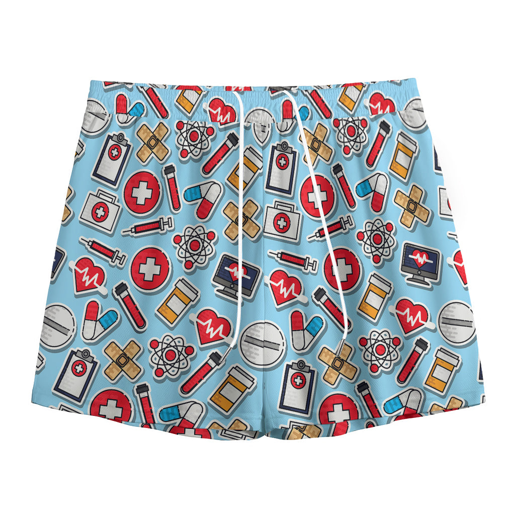 Colorful Medical Pattern Print Mesh Shorts