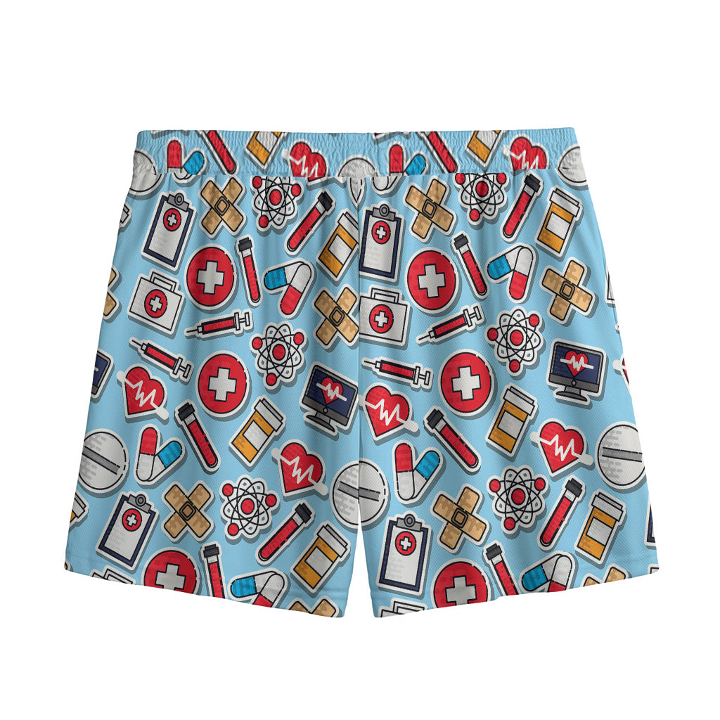 Colorful Medical Pattern Print Mesh Shorts