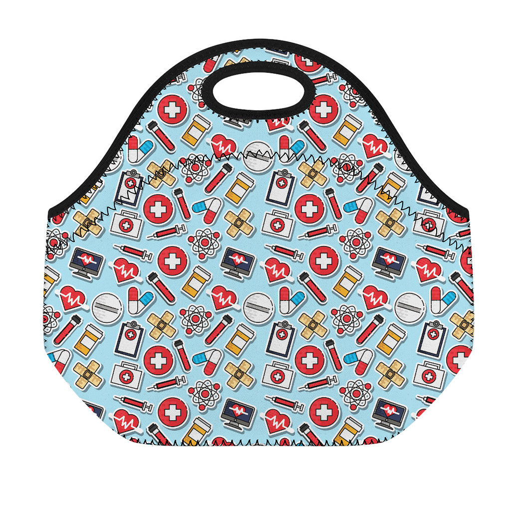 Colorful Medical Pattern Print Neoprene Lunch Bag
