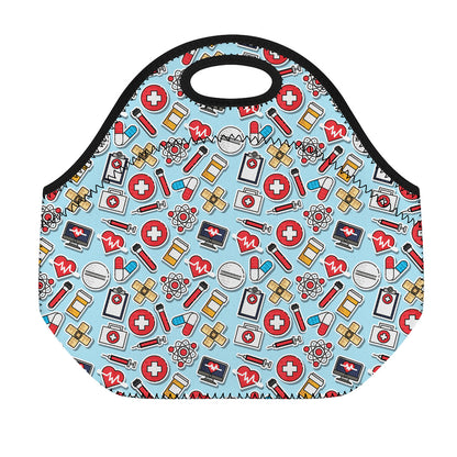 Colorful Medical Pattern Print Neoprene Lunch Bag