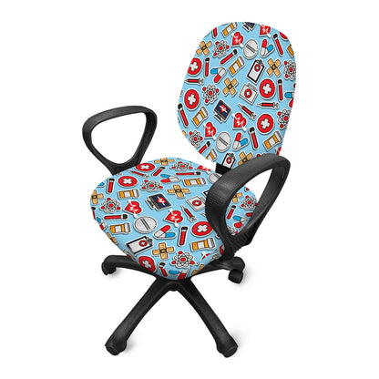Colorful Medical Pattern Print Office Chair Cover