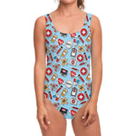 Colorful Medical Pattern Print One Piece Swimsuit