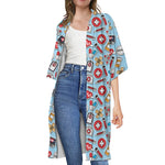 Colorful Medical Pattern Print Open Front Beach Cover Up