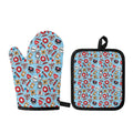Colorful Medical Pattern Print Oven Mitt And Pot Holder Set