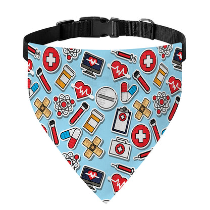 Colorful Medical Pattern Print Over The Collar Dog Bandana