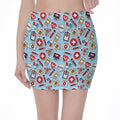 Colorful Medical Pattern Print Pencil Mini Skirt