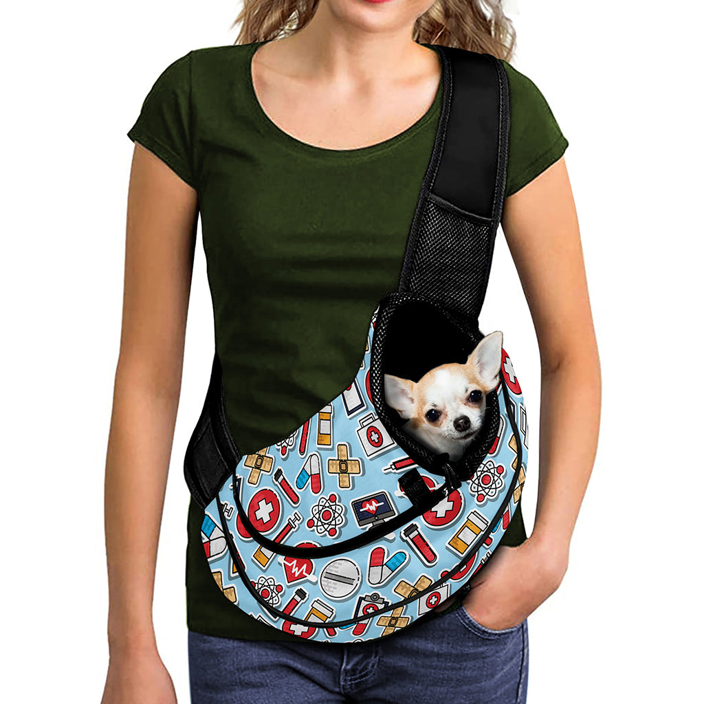 Colorful Medical Pattern Print Pet Sling Carrier