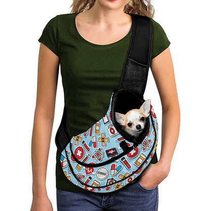 Colorful Medical Pattern Print Pet Sling Carrier