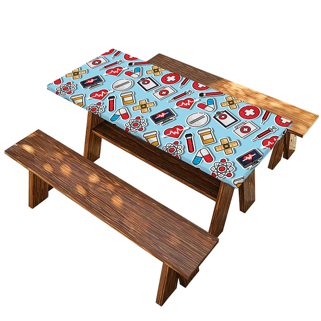 Colorful Medical Pattern Print Picnic Table Cover