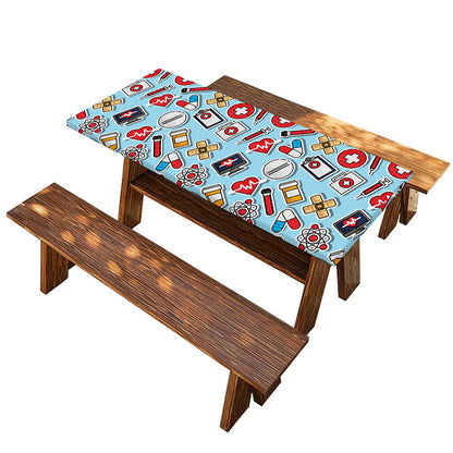 Colorful Medical Pattern Print Picnic Table Cover