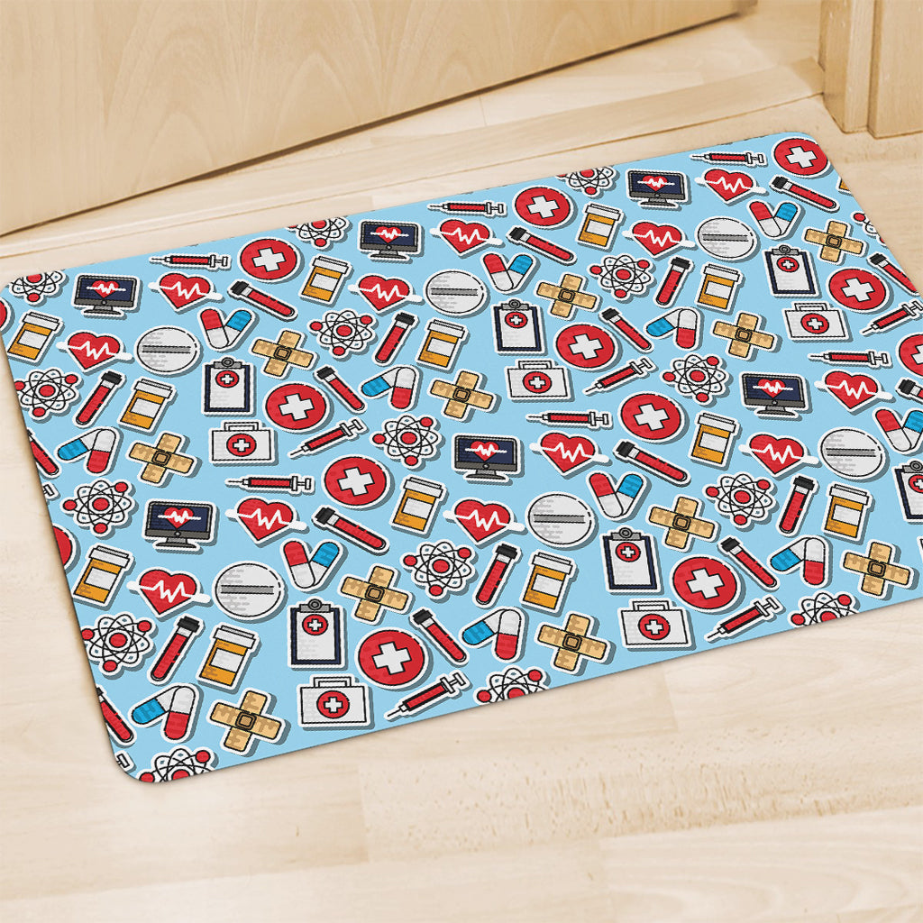 Colorful Medical Pattern Print Polyester Doormat