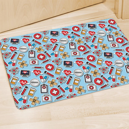 Colorful Medical Pattern Print Polyester Doormat