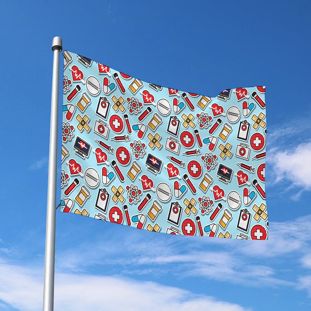 Colorful Medical Pattern Print Polyester Flag