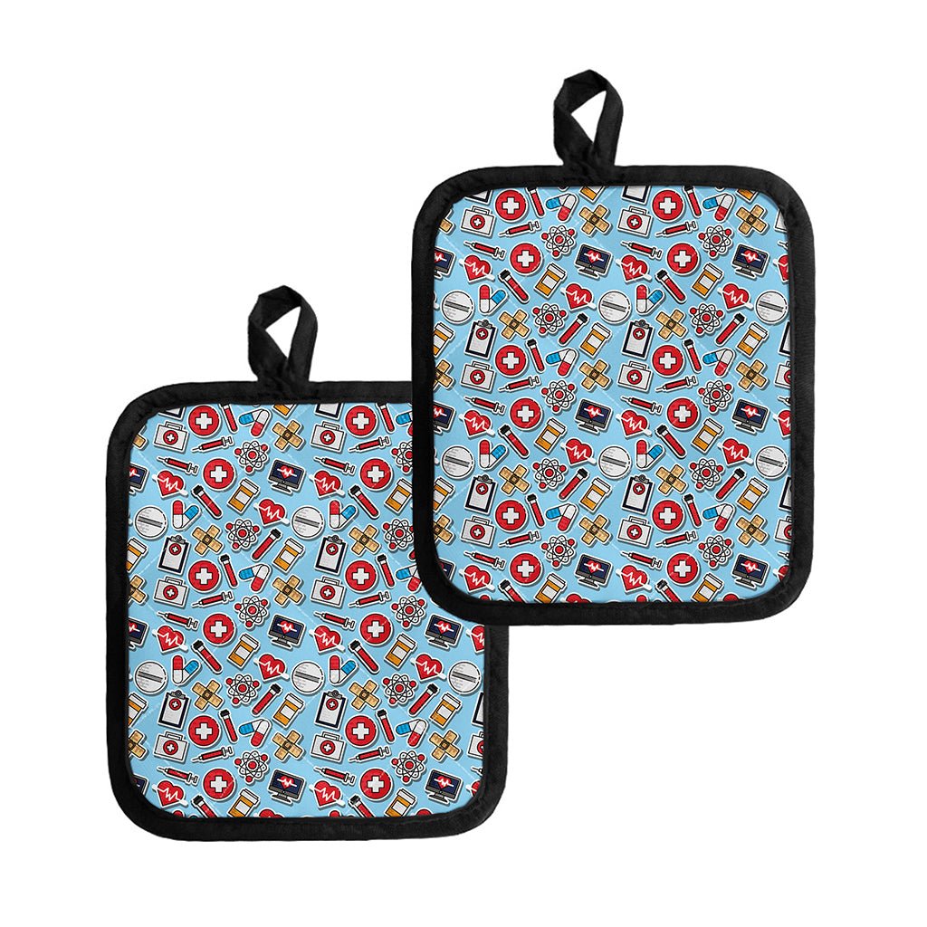 Colorful Medical Pattern Print Pot Holders
