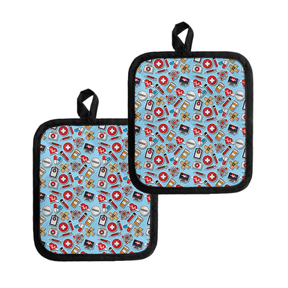 Colorful Medical Pattern Print Pot Holders