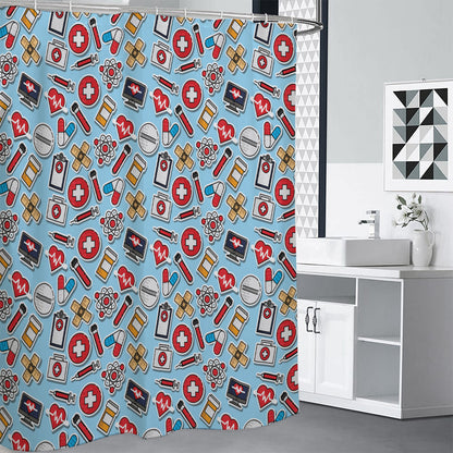 Colorful Medical Pattern Print Premium Shower Curtain
