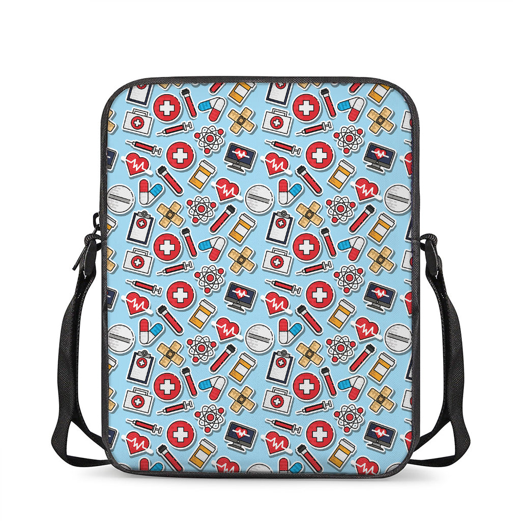 Colorful Medical Pattern Print Rectangular Crossbody Bag