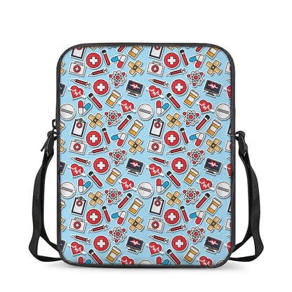 Colorful Medical Pattern Print Rectangular Crossbody Bag