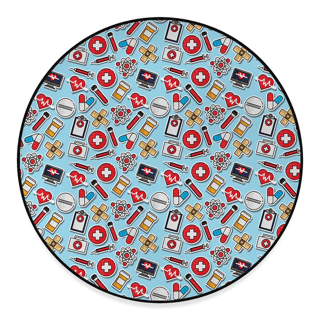 Colorful Medical Pattern Print Round Floor Mat
