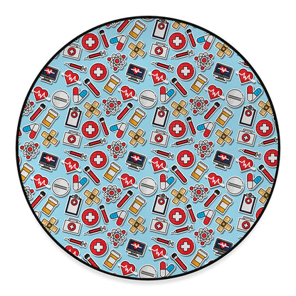 Colorful Medical Pattern Print Round Floor Mat