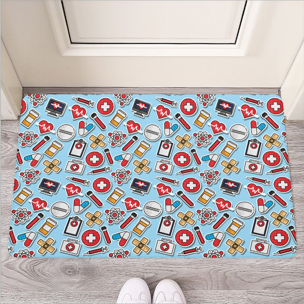 Colorful Medical Pattern Print Rubber Doormat