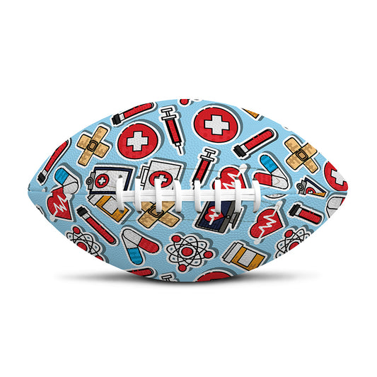 Colorful Medical Pattern Print Rugby Ball