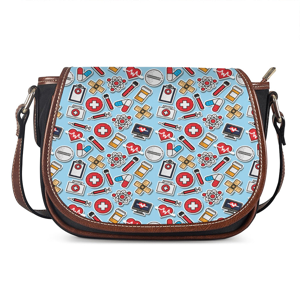 Colorful Medical Pattern Print Saddle Bag