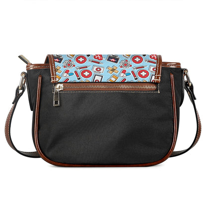 Colorful Medical Pattern Print Saddle Bag