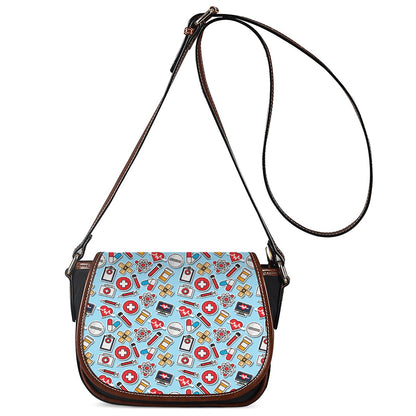 Colorful Medical Pattern Print Saddle Bag
