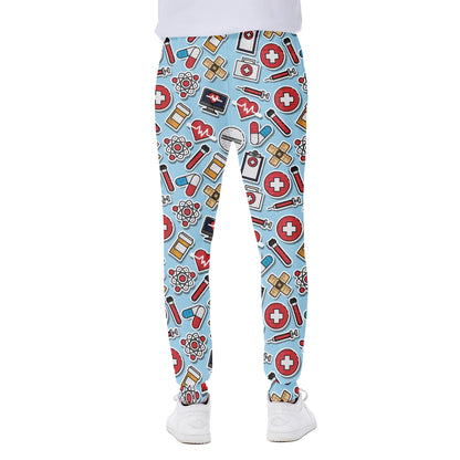 Colorful Medical Pattern Print Scuba Joggers