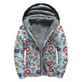 Colorful Medical Pattern Print Sherpa Lined Zip Up Hoodie