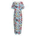 Colorful Medical Pattern Print Short Sleeve Long Nightdress