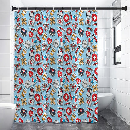 Colorful Medical Pattern Print Shower Curtain