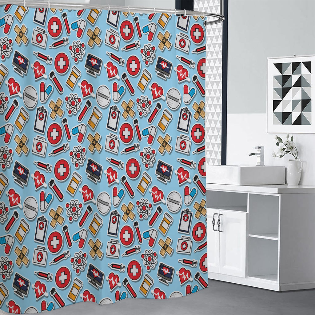 Colorful Medical Pattern Print Shower Curtain